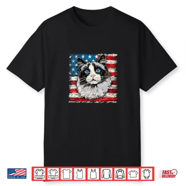 Womens Ragdoll Cat Tshirt 4Th Of July Patriotic Tee Gift Adults Shirt