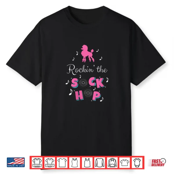 Womens Sock Hop Costume Shirt Girls Women Pink Poodle Shirt