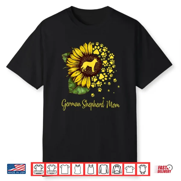 Womens Sunflower German Shepherd Mom Dog Lover Gift Shirt