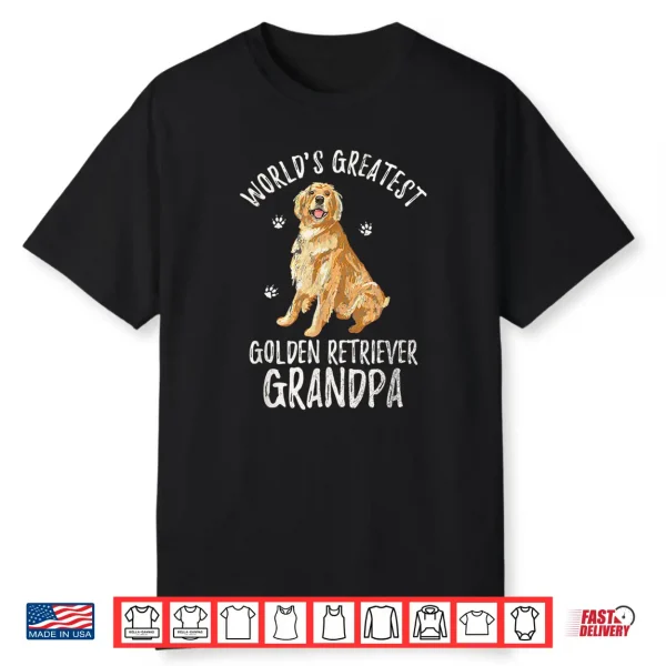 World’S Greatest Golden Retriever Grandpa Funny Dog Lover Shirt