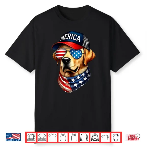 Yellow Labrador Retriever 4Th Of July Merica Usa Flag Lab Shirt