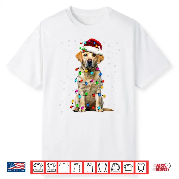 Yellow Labrador Retriever Christmas Tree Light Pajama Dog Shirt