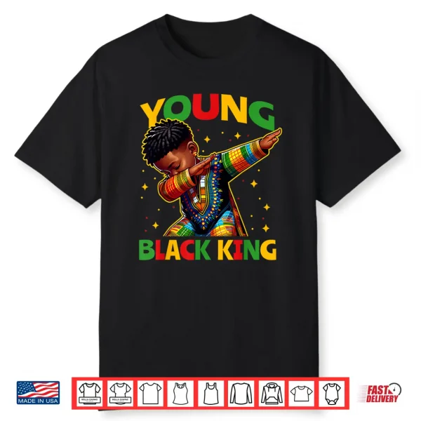 Young Black King African Pride Black History Month Boys Shirt
