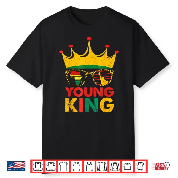 Young King Crown African American Kids Boys 1865 Juneteenth Shirt
