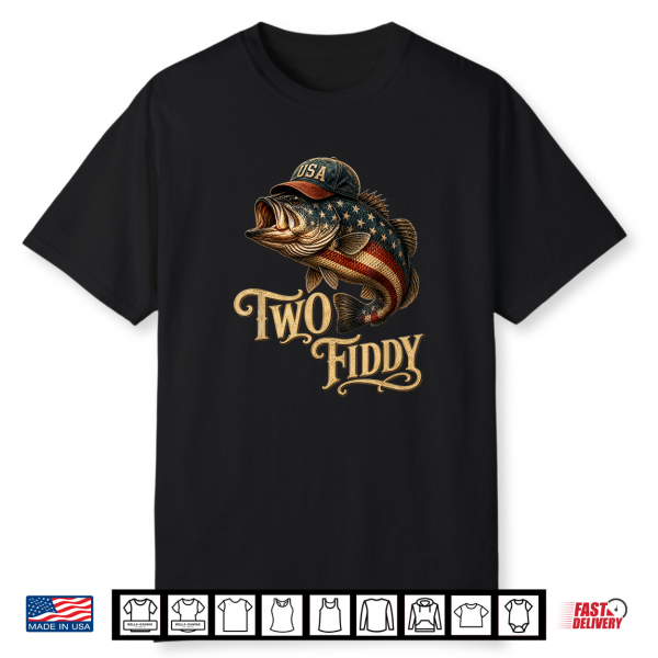 1776 2026 Bass Fishing Usa Flag 250Th Birthday Two Fiddy Shirt