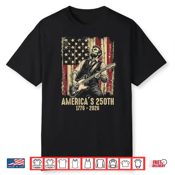 Abraham Lincoln Playing Guitar 4Th Of July 250Th Anniversary Shirt
