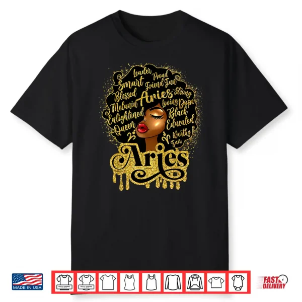 African American Birthday Afro Natural Hair Aries Girl Shirt