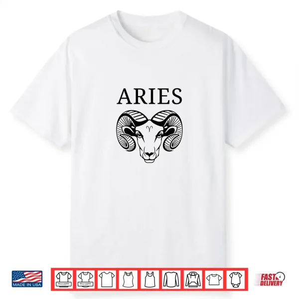 Aries Astrology Large Ram Zodiac Sign With Aires Name Shirt