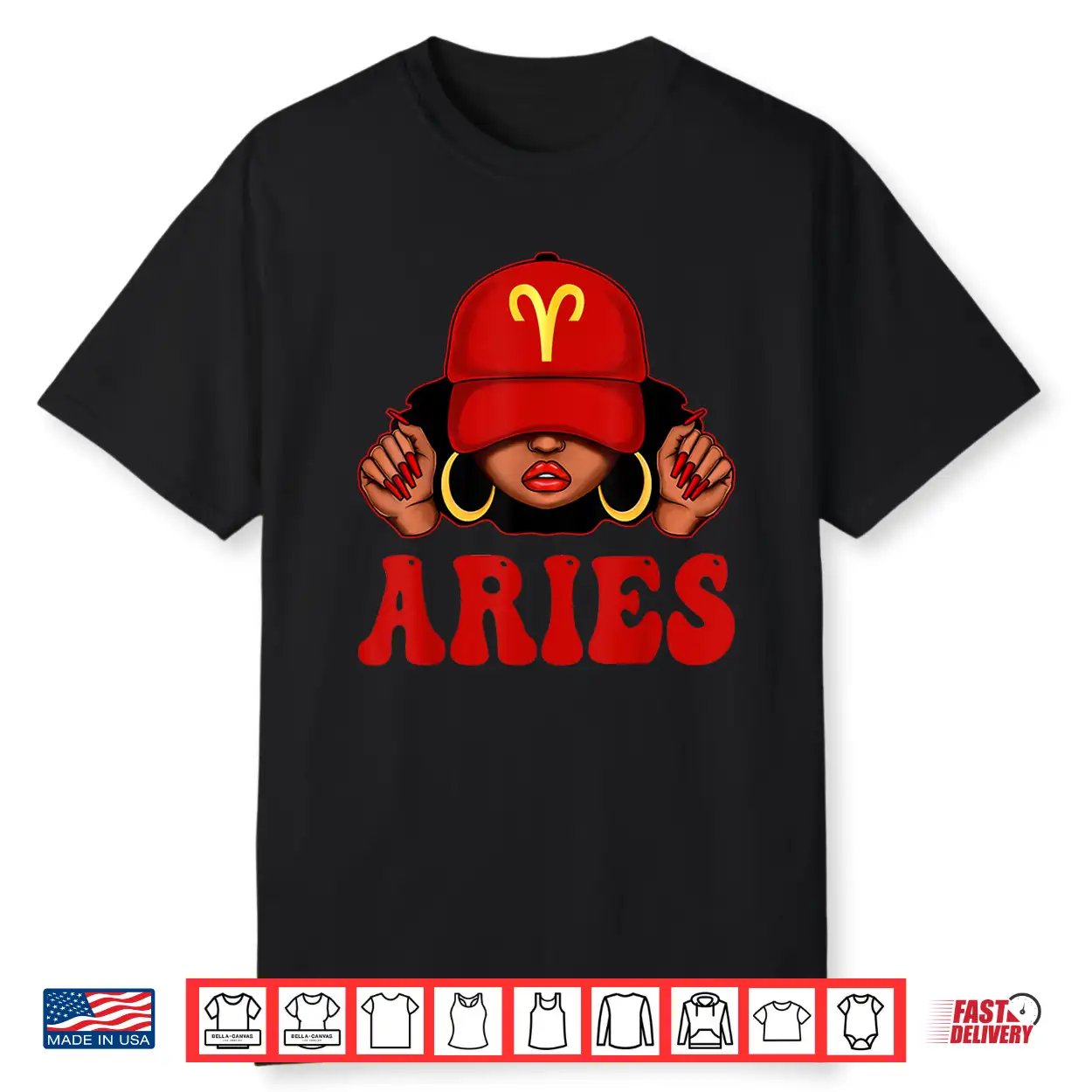 Aries Black Woman With Red Cap Zodiac Sign Birthday Shirt Aries Black Woman With Red Cap Zodiac Sign Birthday Shirt