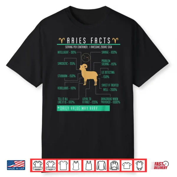 Aries Facts Birthday Zodiac Sign Personality Horoscope Shirt