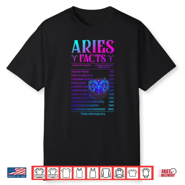 Aries Facts Zodiac April Birthday Gift For Men Women Shirt