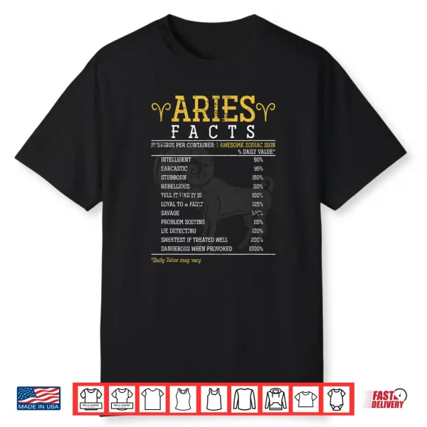 Aries Facts Zodiac Sign Shirt