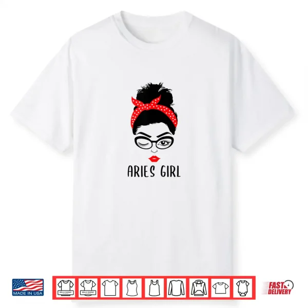 Aries Girl Astrology Wink Eye Woman Face Zodiac Gift Shirt