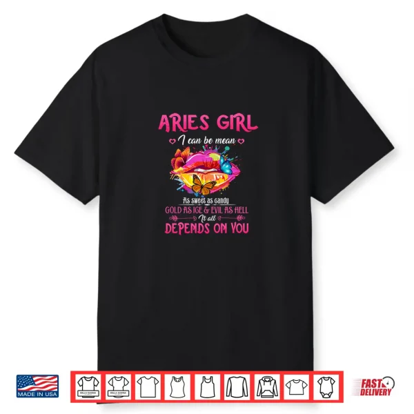 Aries Girl Lips March April Queen Birthday Zodiac Womens Shirt