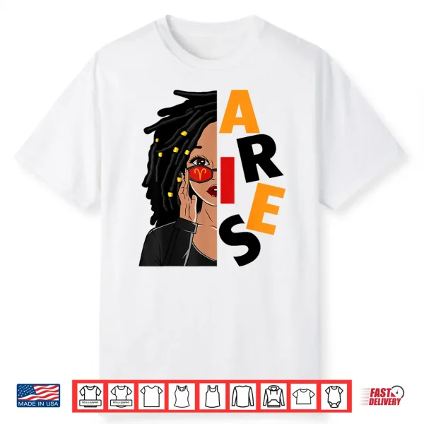Aries Girls African American Loc’D Women Zodiac Sign Shirt