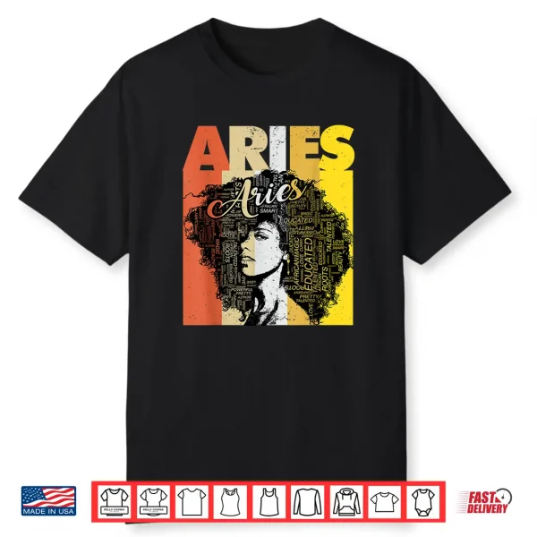 Aries Pride Black Women Natural Hair Art Word Shirt