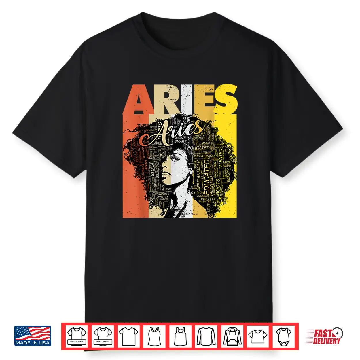 Aries Pride Black Women Natural Hair Art Word Shirt Aries Pride Black Women Natural Hair Art Word Shirt