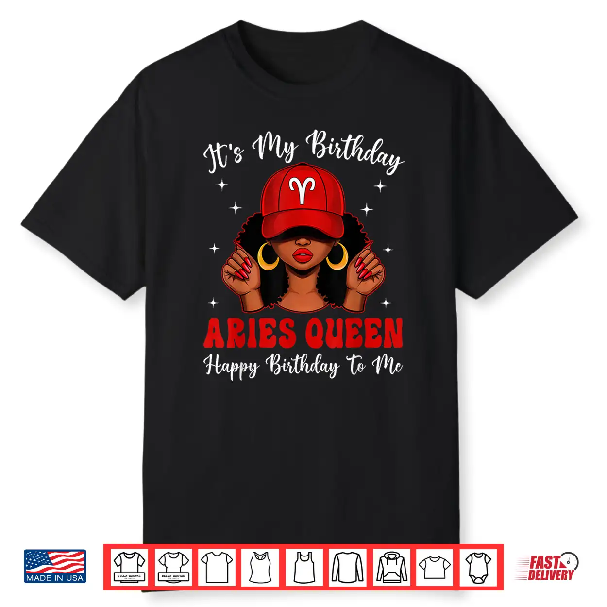 Aries Queen Afro Women Red Cap Black Girl Birthday Shirt Aries Queen Afro Women Red Cap Black Girl Birthday Shirt