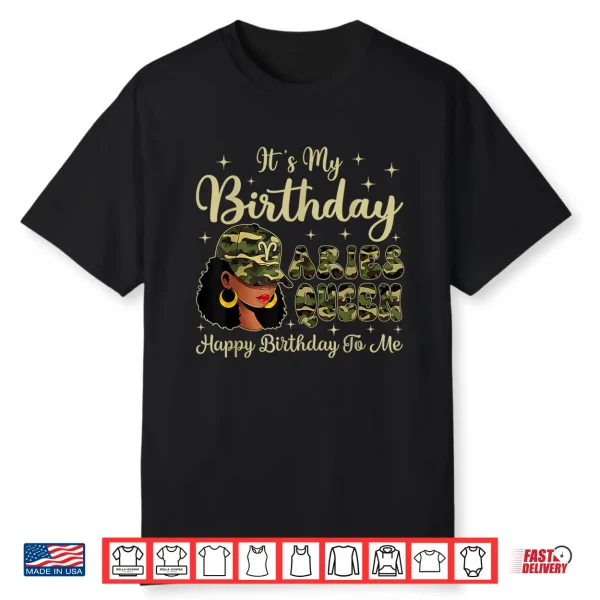 Aries Queen Black Woman Camo Cap Hat Zodiac Sign Shirt