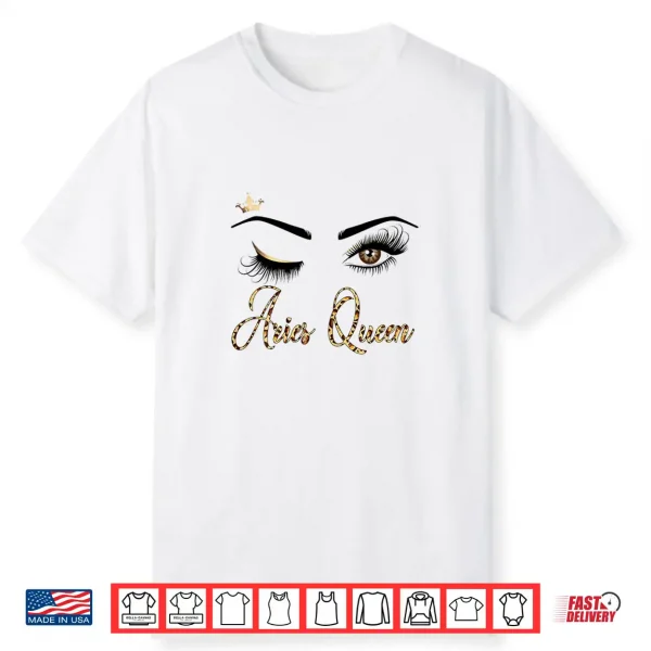 Aries Zodiac Birthday Leopard Print Gift For Girls Women Shirt