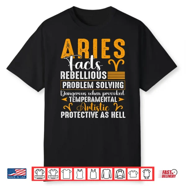 Aries Zodiac Facts Men Women Aries March April Birthday Shirt