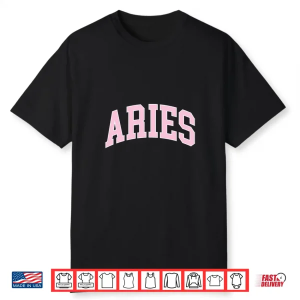 Aries Zodiac Horoscope Pink Retro Preppy Throwback Womens Shirt