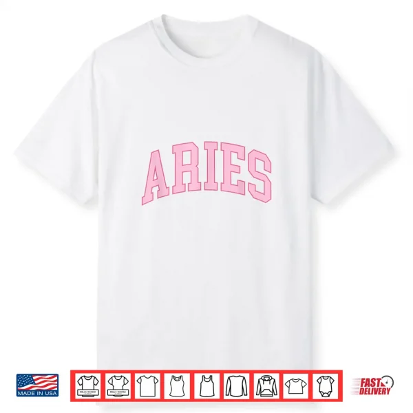 Aries Zodiac Sign Horoscope Pink Retro Preppy Throwback Girl Shirt