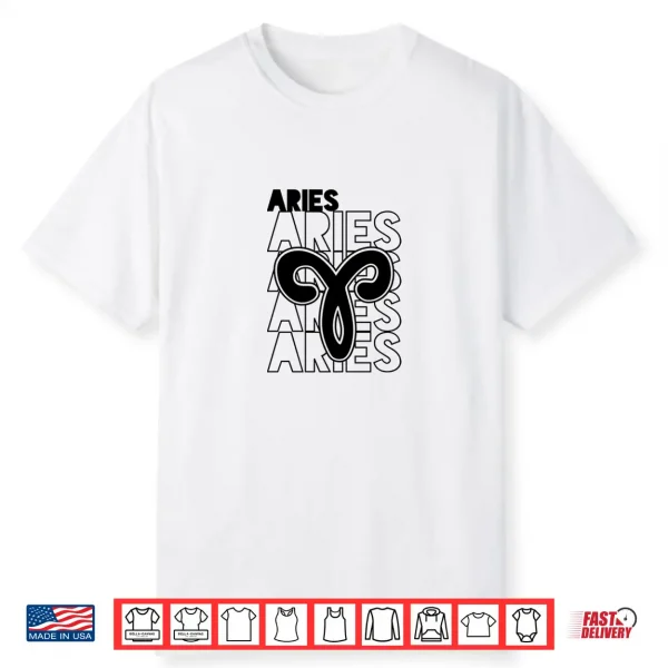Aries Zodiac Typography Retro Vintage Astrology Shirt