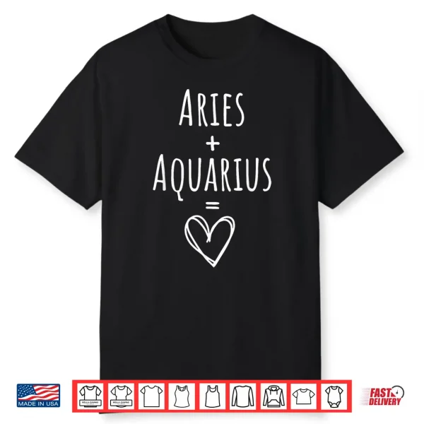Aries And Aquarius Couple Matching Zodiac Sign Shirt