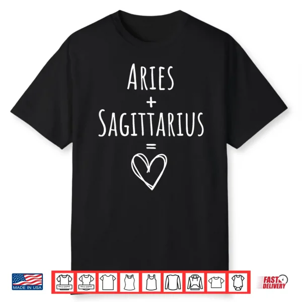 Aries And Sagittarius Couple Matching Zodiac Sign Shirt