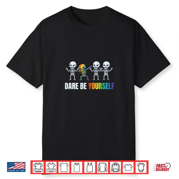 Be Yourself Pride Rainbow Queer Skeleton Gay Csd Lgb Shirt