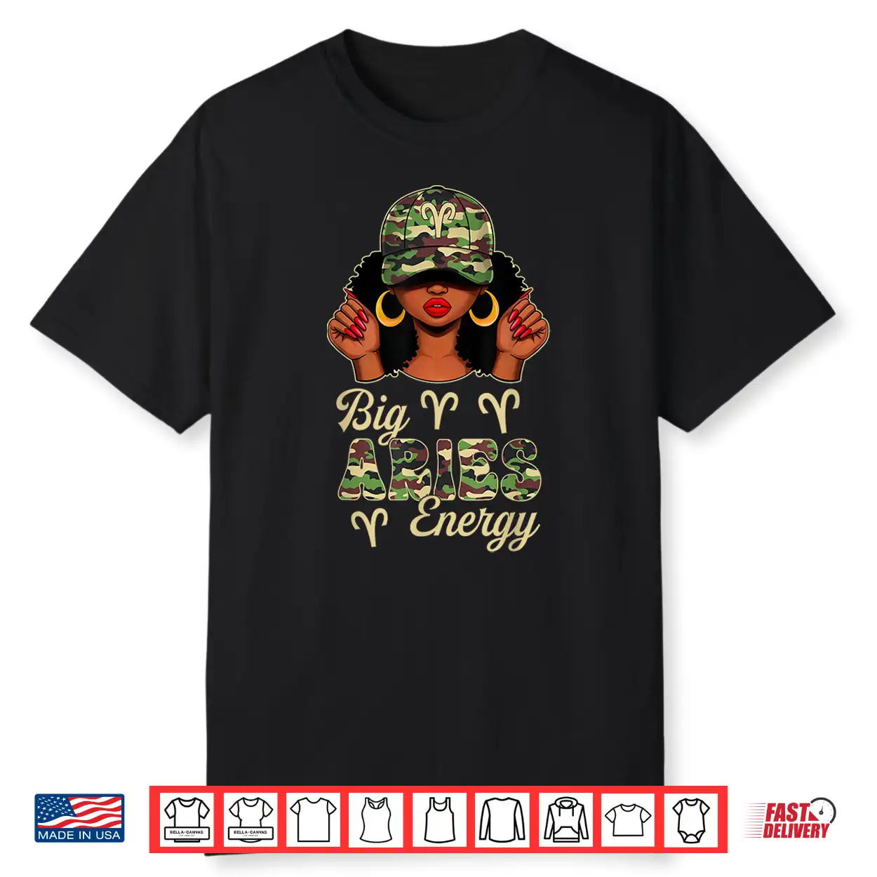 Big Aries Energy Afro Women Camo Cap Black Girl Zodiac Shirt Big Aries Energy Afro Women Camo Cap Black Girl Zodiac Shirt