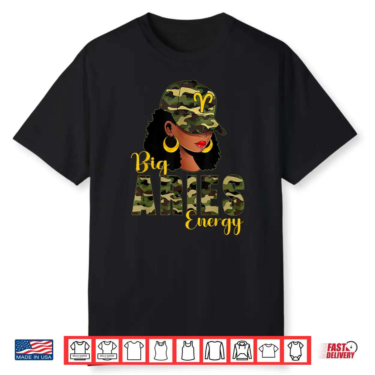 Big Aries Energy Camouflage Black Woman Cap Zodiac Shirt Big Aries Energy Camouflage Black Woman Cap Zodiac Shirt
