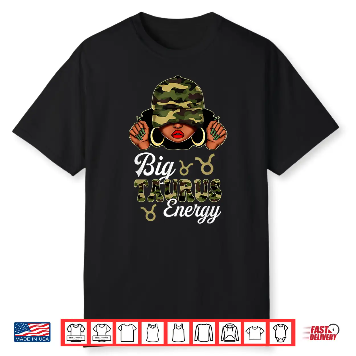 Big Taurus Energy Black Culture Camouflage Zodiac Sign Shirt Big Taurus Energy Black Culture Camouflage Zodiac Sign Shirt
