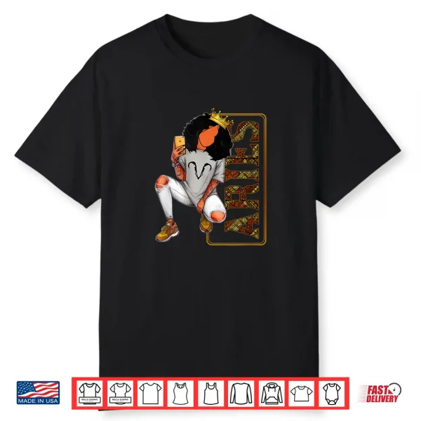 Black Queen Aries Girl Melanin Black Women Horoscope Shirt