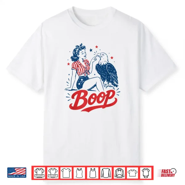 Boop Vintage Usa Girl And Eagle Funny Patriotic Retro Art Shirt
