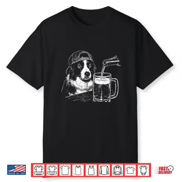 Border Collie Drinking Beer Funny Dog Meme Shirt