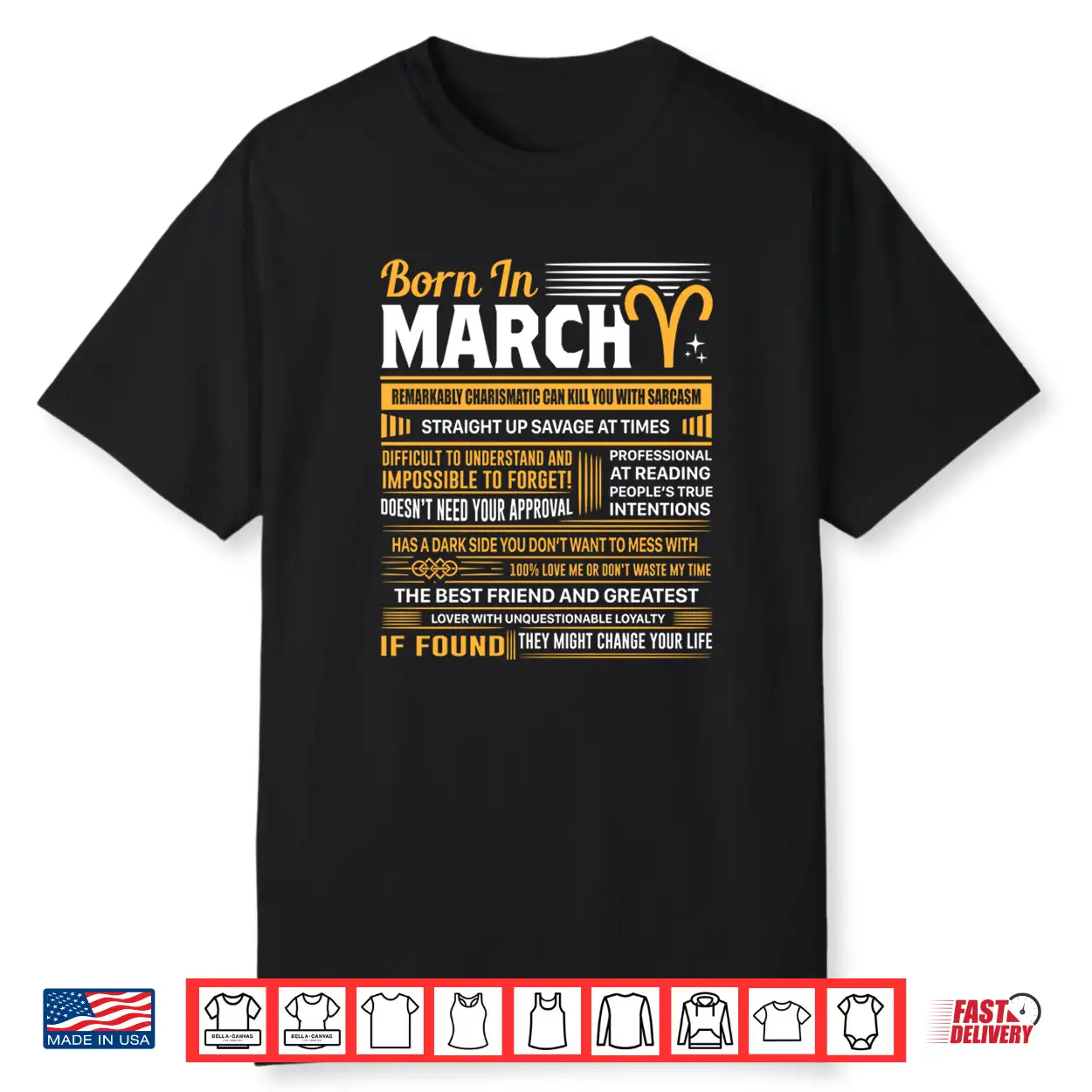 Born In March Aries Funny Birthday Gift Shirt Born In March Aries Funny Birthday Gift Shirt