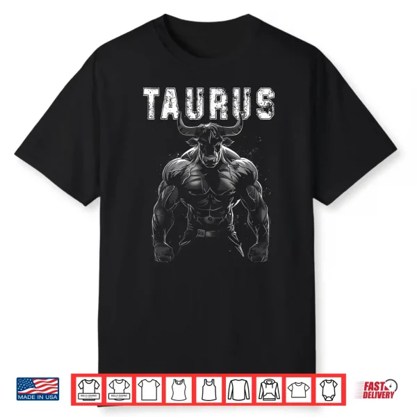 Bull With Muscles   Taurus Workout Gym Shirt