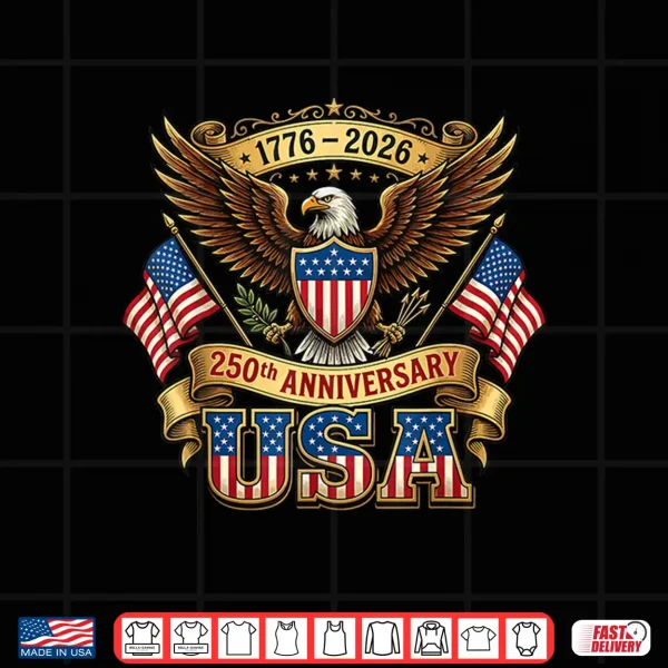 Design 250th Anniversary USA Flag 250 Years American 4th of July Shirt