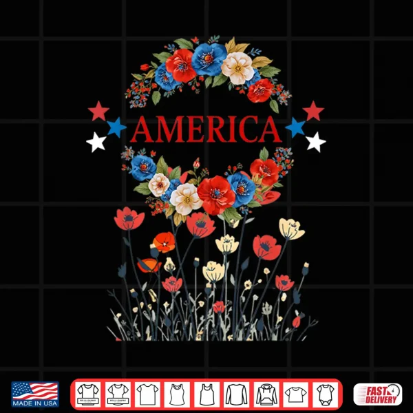 Design America Poppies Patriotic July 4 Flowers Shirt