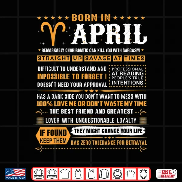 Design April Birthday Gifts Born In April Aries Shirt