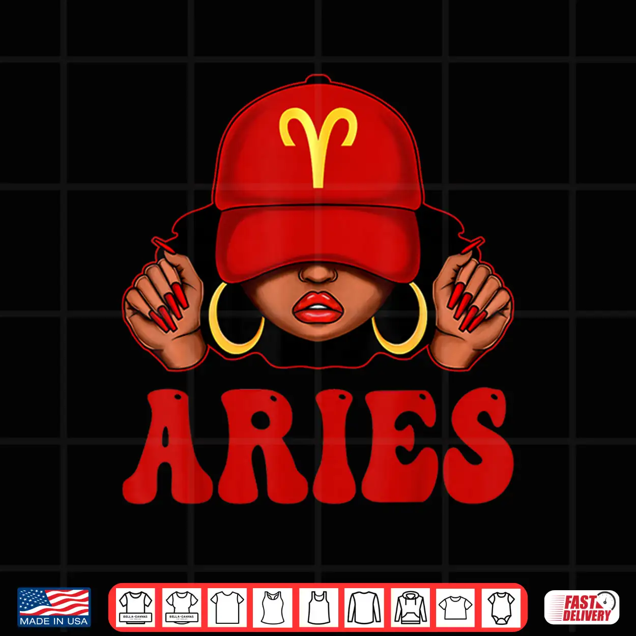 Aries Black Woman With Red Cap Zodiac Sign Birthday Shirt Aries Black Woman With Red Cap Zodiac Sign Birthday Shirt
