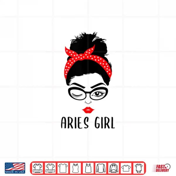 Design Aries Girl Astrology Wink Eye Woman Face Zodiac Gift Shirt