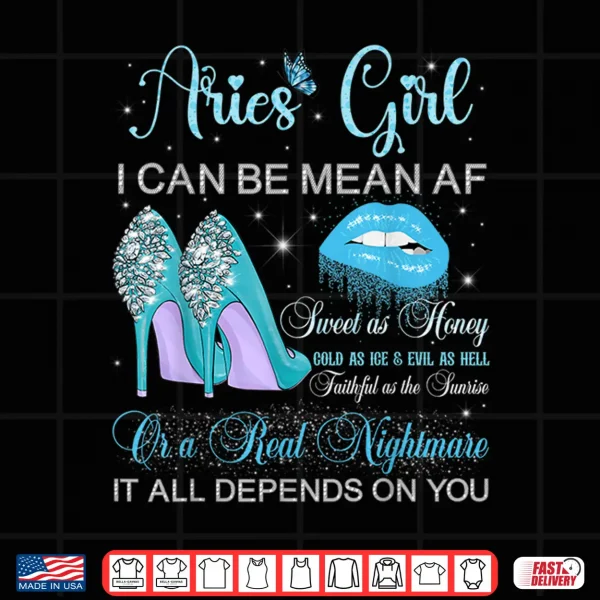 Aries Girl Birthday High Heels Dripping Lips Butterfly Shirt 4 Design Aries Girl Birthday High Heels Dripping Lips Butterfly Shirt