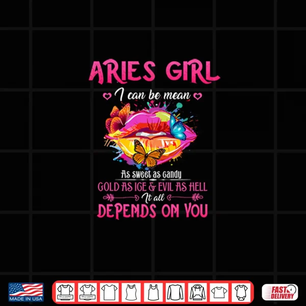 Design Aries Girl Lips March April Queen Birthday Zodiac Womens Shirt