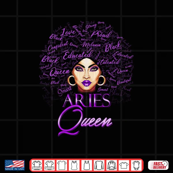 Aries Girl Womens Purple Afro Queen Black Zodiac Birthday Shirt 4 Design Aries Girl Womens Purple Afro Queen Black Zodiac Birthday Shirt