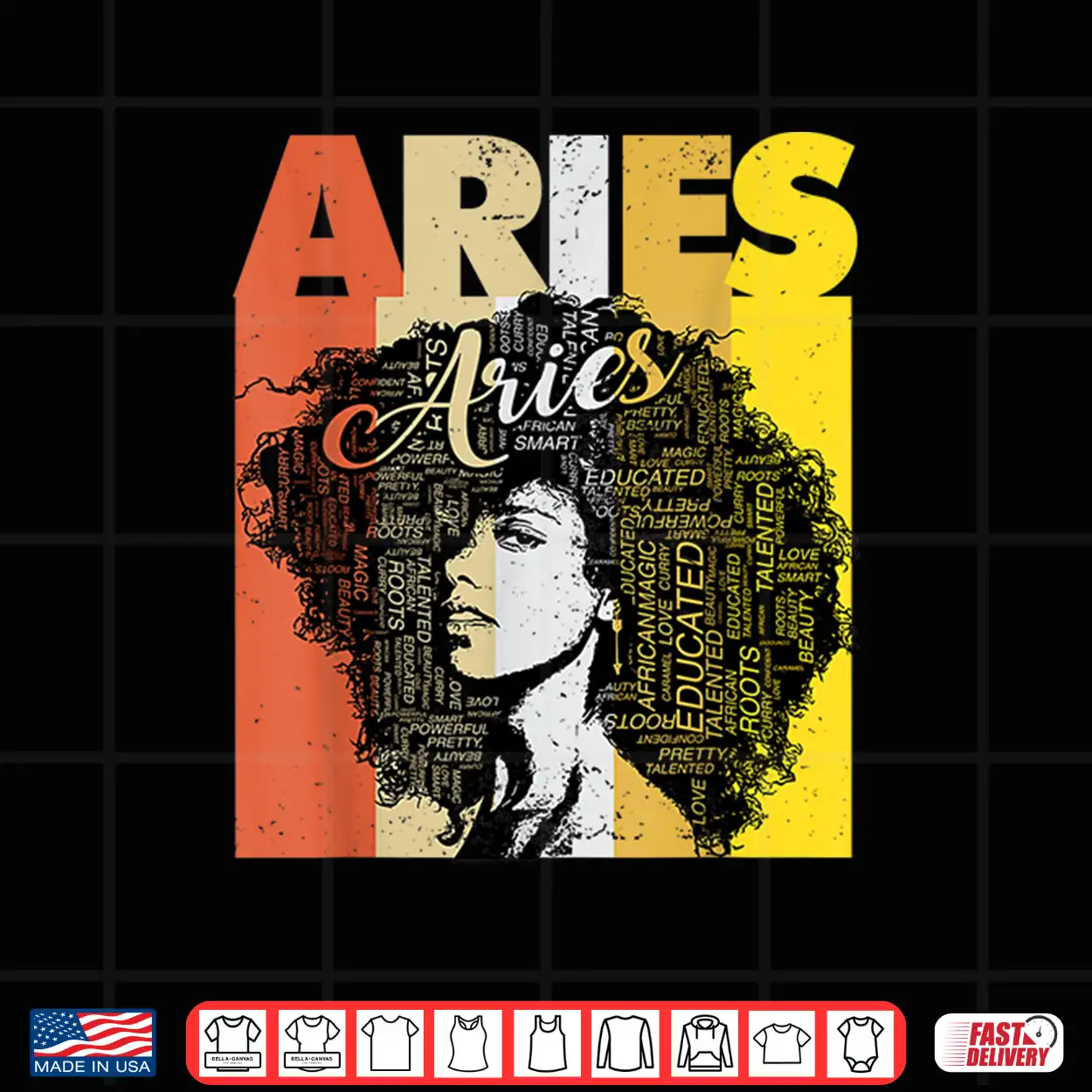 Aries Pride Black Women Natural Hair Art Word Shirt Aries Pride Black Women Natural Hair Art Word Shirt