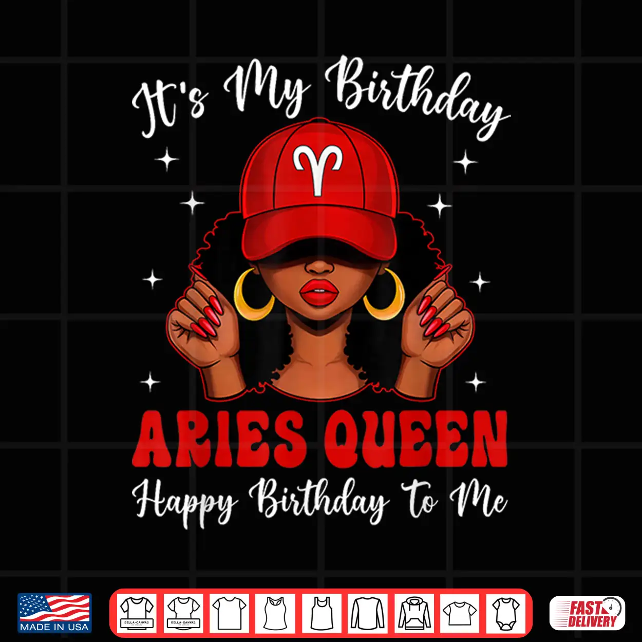 Aries Queen Afro Women Red Cap Black Girl Birthday Shirt Aries Queen Afro Women Red Cap Black Girl Birthday Shirt