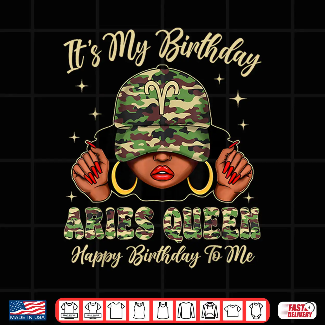 Aries Queen Black Woman Camouflage Cap Zodiac Sign Shirt Aries Queen Black Woman Camouflage Cap Zodiac Sign Shirt